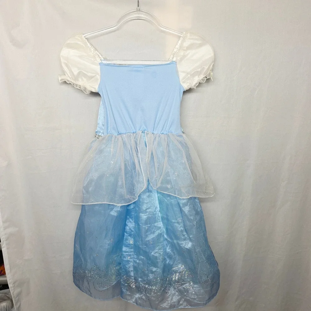 Disney Store Cinderella Costume Dress Kids 5/6 Blue Excellent Sparkly Cameo